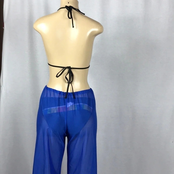 Zuliana Blue Size M/L Mesh Waist Tie Pants Made in USA New With Tags - Picture 3 of 4